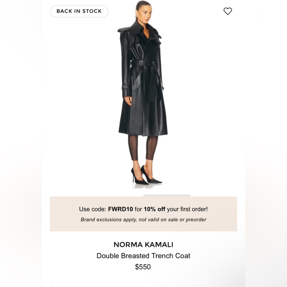 NORMA KAMALI Faux leather trench coat brand new xs